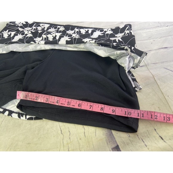 Tranquility Colorado Clothing Black White Floral Skort Skirt Lined Womens Size L - Picture 10 of 10